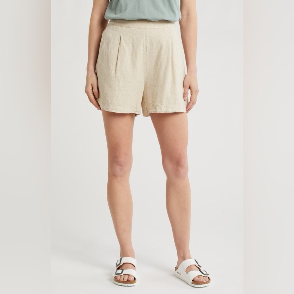 Madewell Solid Linen Blend Shorts Size Medium